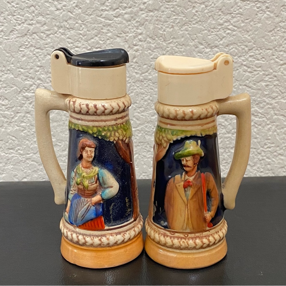 Vintage West Germany Porcelain Beer Stein Salt & Pepper Shakers